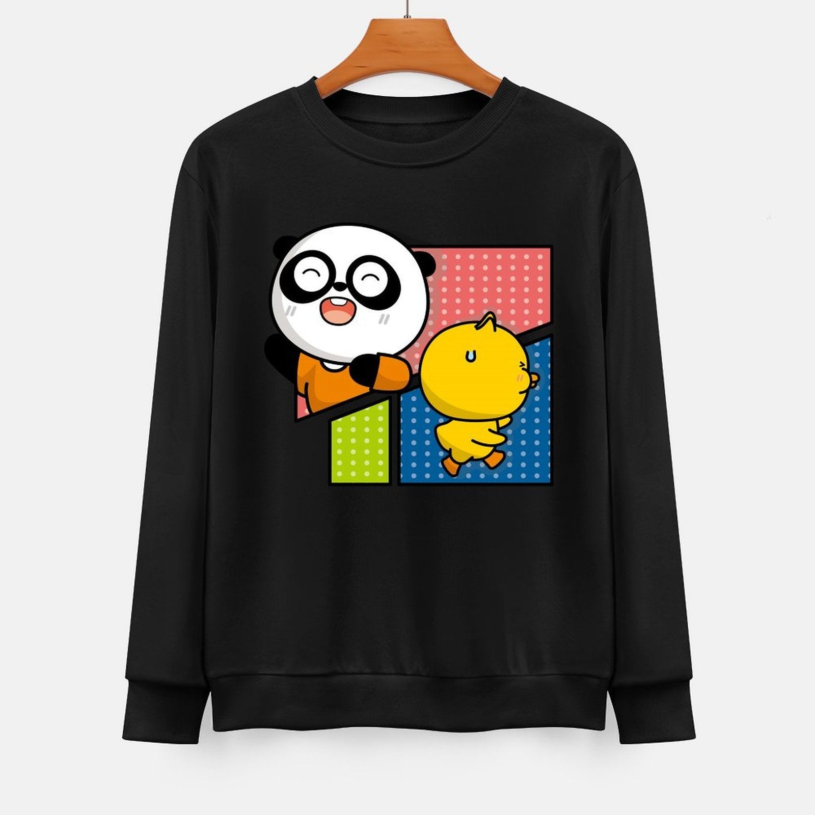 Front Patterned Long Sleeve TopCrew Neck Neat